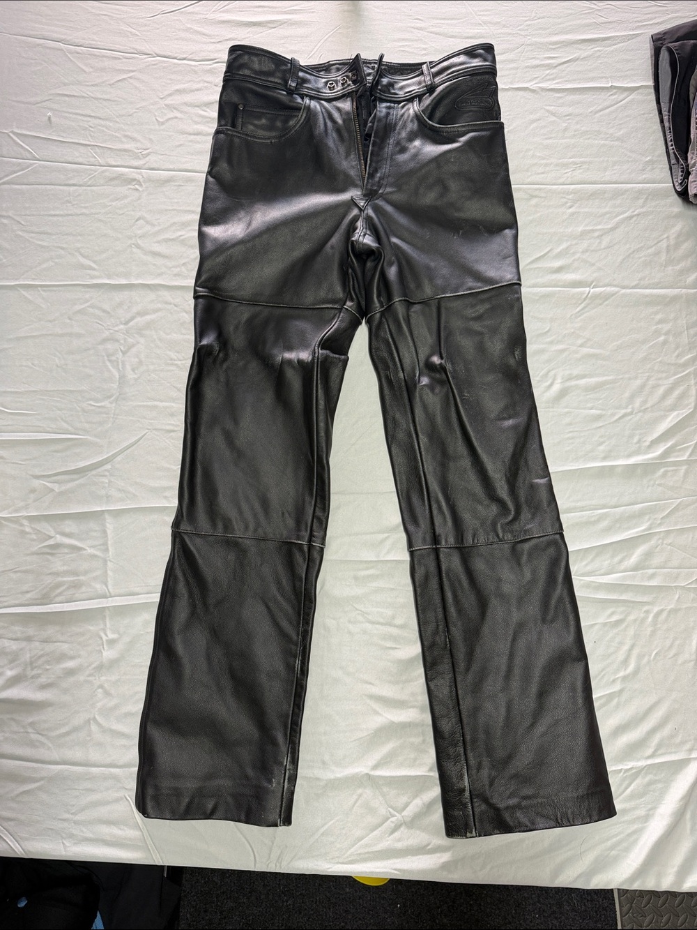 Vintage Heavy Duty Hien Gericke Men's Motorcycle Black Leather Pants - Size 32